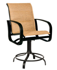 Woodard Cayman Isle Padded Sling Swivel Counter Stool, Aged Teak, Augustine Alloy (Grade A), Grade A Fabric, Counter Stools, Aluminum, Rectangular, 4 Legs, Outdoor
