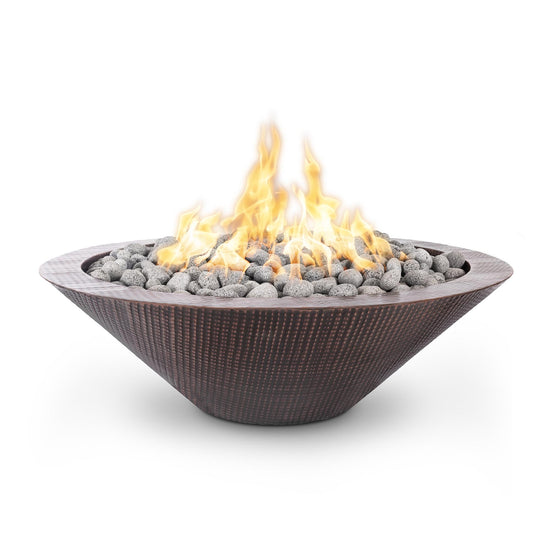 The Outdoor Plus Cazo 48" Copper Narrow Ledge Fire Pit - Match Lit