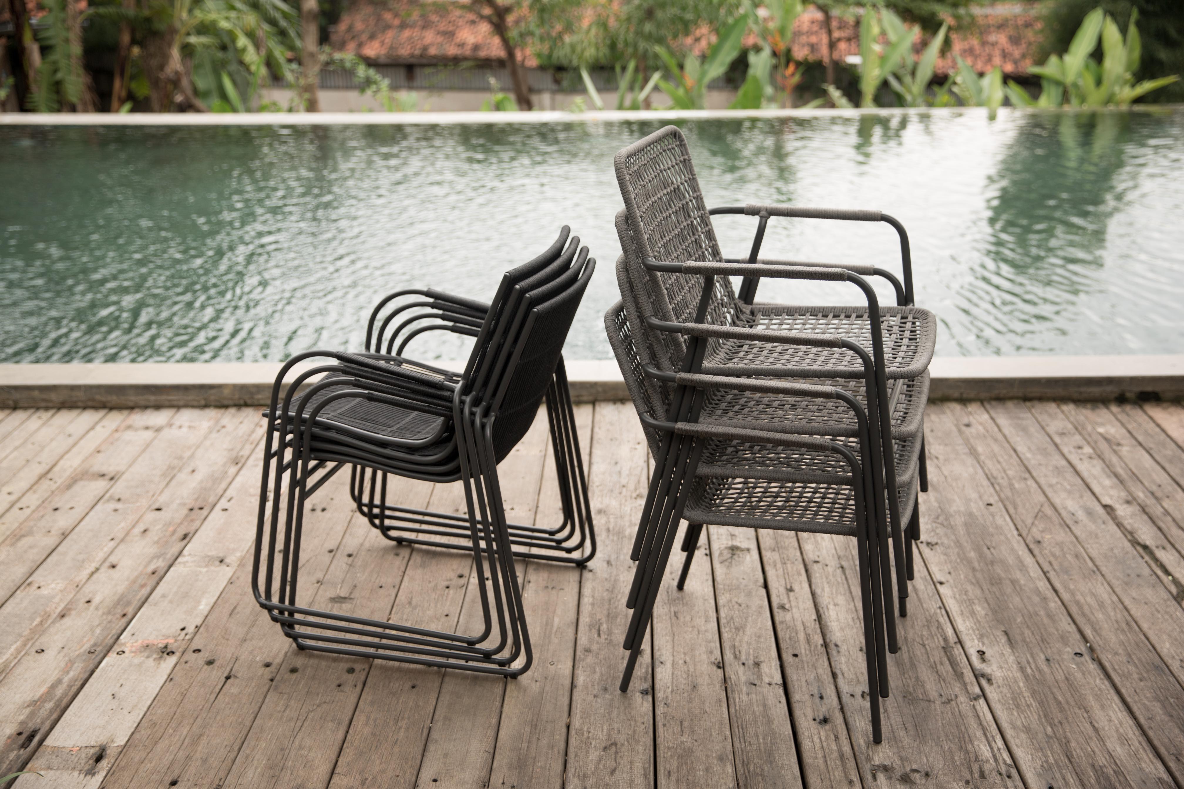 Azzurro Living Cebu Stackable Dining Chair With Graphite Cushion (Qty 4)