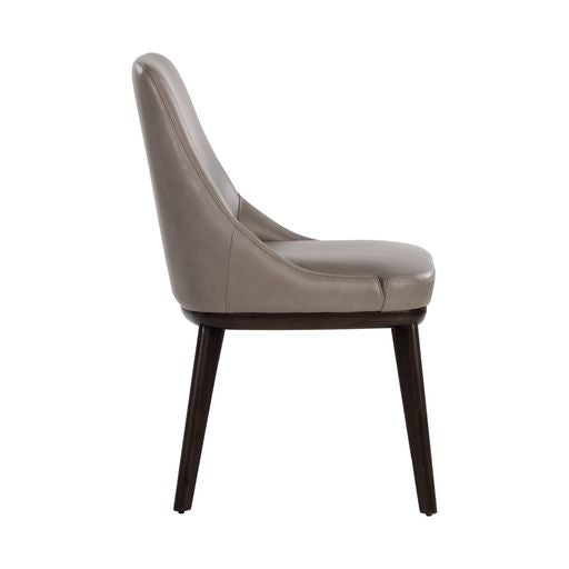 Sunpan Jody Dining Chair in Alpine Grey / Linea Light Grey / Missouri Mahogany Leather - Set of Two