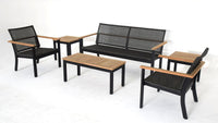 Royal Teak Naples Coffee Table Charcoal Aluminum and Rope