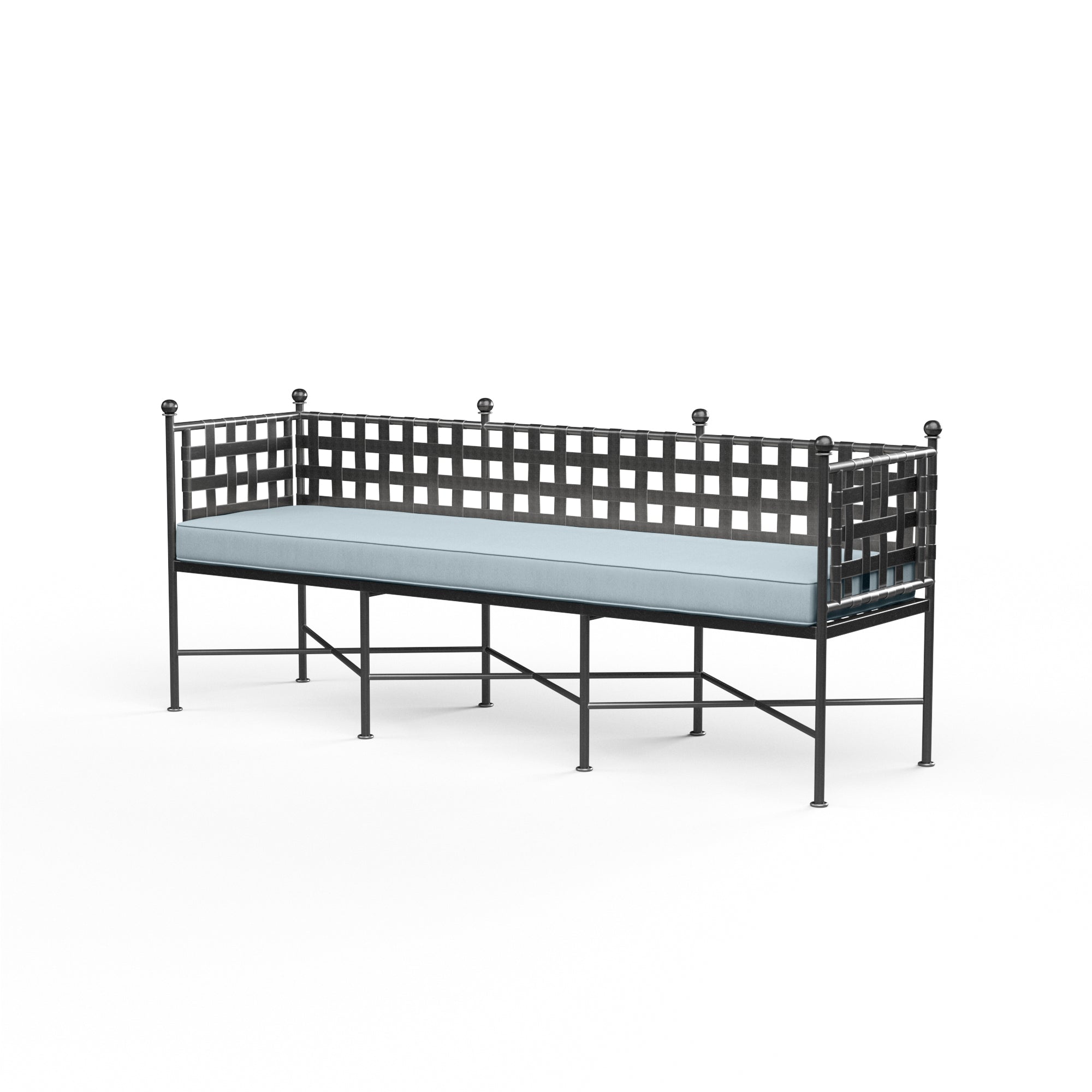 Sunset West Provence Wrought Iron Garden Bench with Cushion