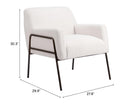 Zuo Modern Charleston Accent Chair in Cream/Gray