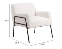 Zuo Modern Charleston Accent Chair in Cream/Gray