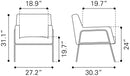 Zuo Modern Charleston Accent Chair in Cream/Gray
