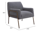 Zuo Modern Charleston Accent Chair in Cream/Gray