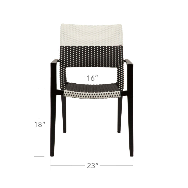 DecoScapes Chloe Dining Arm Chair With Espresso And White Wicker With Espresso Frame