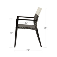 DecoScapes Chloe Dining Arm Chair With Espresso And White Wicker With Espresso Frame