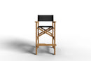 Curated MaisonFurniture Directeur Teak Outdoor Bar Height Stool with Dura Sling Back and Seat
