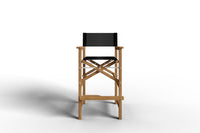Curated MaisonFurniture Directeur Teak Outdoor Bar Height Stool with Dura Sling Back and Seat