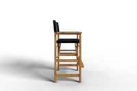 Curated MaisonFurniture Directeur Teak Outdoor Bar Height Stool with Dura Sling Back and Seat