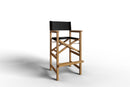 Curated MaisonFurniture Directeur Teak Outdoor Bar Height Stool with Dura Sling Back and Seat