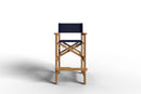 Curated MaisonFurniture Directeur Teak Outdoor Bar Height Stool with Dura Sling Back and Seat