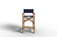 Curated MaisonFurniture Directeur Teak Outdoor Bar Height Stool with Dura Sling Back and Seat