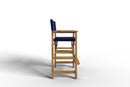 Curated MaisonFurniture Directeur Teak Outdoor Bar Height Stool with Dura Sling Back and Seat