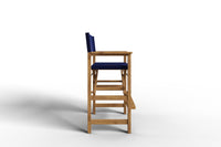 Curated MaisonFurniture Directeur Teak Outdoor Bar Height Stool with Dura Sling Back and Seat