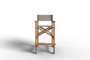 Curated MaisonFurniture Directeur Teak Outdoor Bar Height Stool with Dura Sling Back and Seat