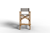 Curated MaisonFurniture Directeur Teak Outdoor Bar Height Stool with Dura Sling Back and Seat