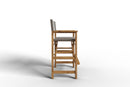 Curated MaisonFurniture Directeur Teak Outdoor Bar Height Stool with Dura Sling Back and Seat