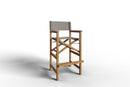 Curated MaisonFurniture Directeur Teak Outdoor Bar Height Stool with Dura Sling Back and Seat