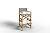 Curated MaisonFurniture Directeur Teak Outdoor Bar Height Stool with Dura Sling Back and Seat