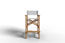 Curated MaisonFurniture Directeur Teak Outdoor Bar Height Stool with Dura Sling Back and Seat
