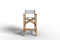 Curated MaisonFurniture Directeur Teak Outdoor Bar Height Stool with Dura Sling Back and Seat