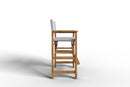 Curated MaisonFurniture Directeur Teak Outdoor Bar Height Stool with Dura Sling Back and Seat
