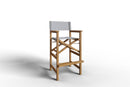 Curated MaisonFurniture Directeur Teak Outdoor Bar Height Stool with Dura Sling Back and Seat
