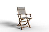 Curated MaisonFurniture Lucas Teak Outdoor Folding Armchair in Textilene Fabric