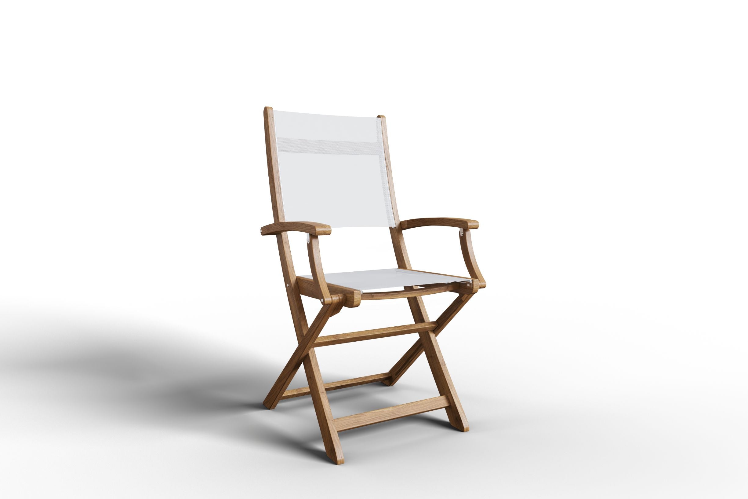 Curated MaisonFurniture Lucas Teak Outdoor Folding Armchair in Textilene Fabric