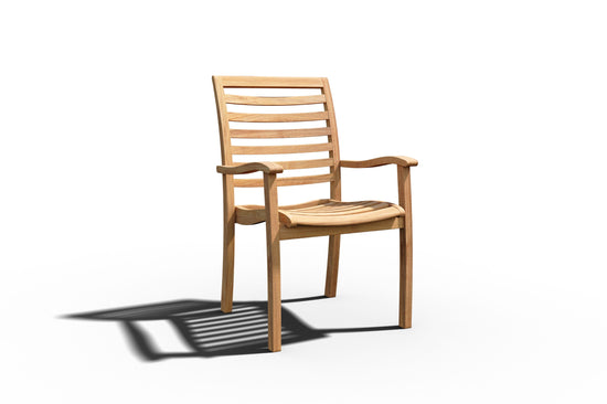 Curated MaisonFurniture Mathieu Outdoor Teak Dining Stacking Armchair (Set of 4)