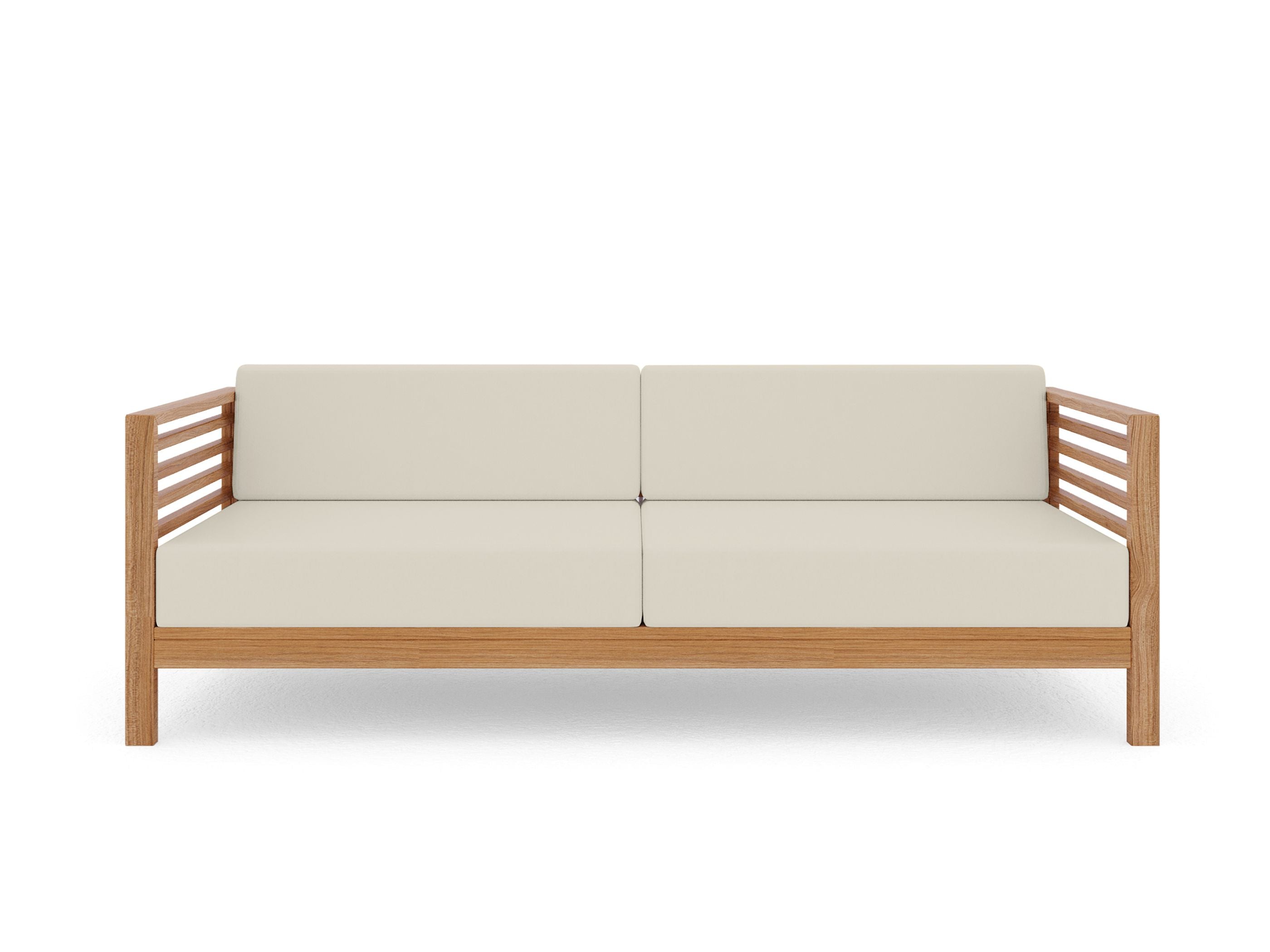 Curated Maison Furniture Sylvie 3 Person Teak Outdoor Sofa with Sunbrella Cushions