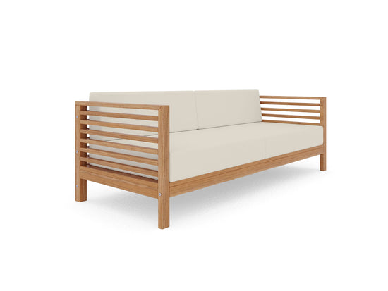 Curated Maison Furniture Sylvie 3 Person Teak Outdoor Sofa with Sunbrella Cushions