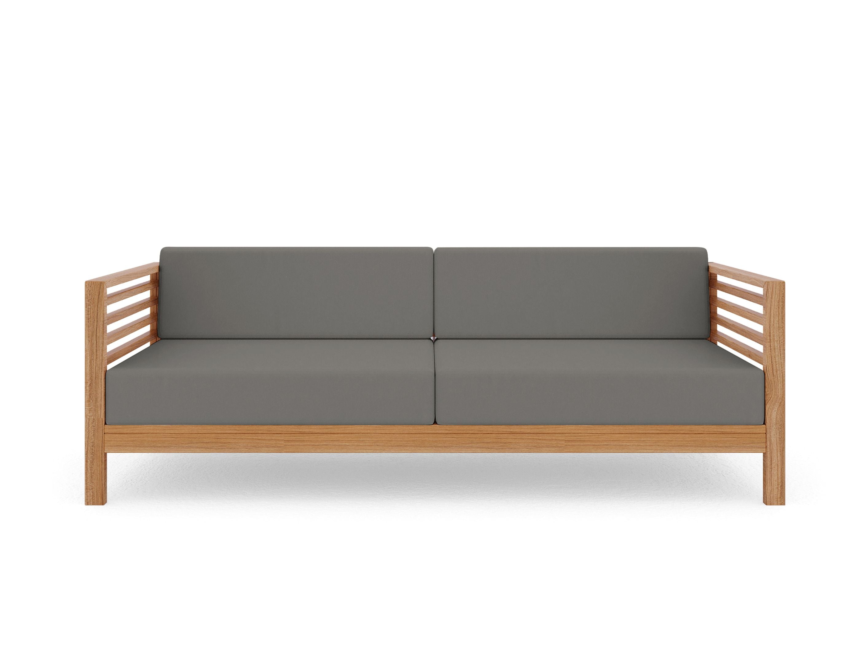 Curated Maison Furniture Sylvie 3 Person Teak Outdoor Sofa with Sunbrella Cushions