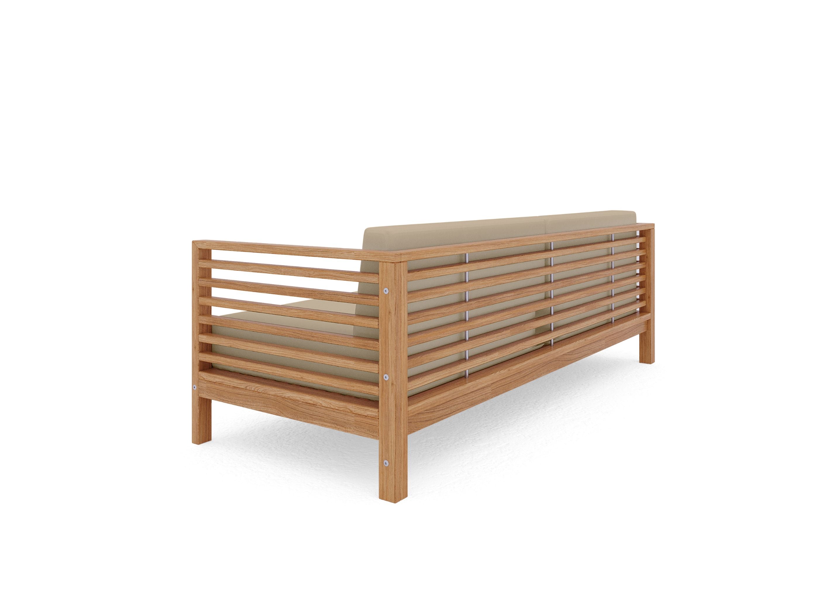 Curated Maison Furniture Sylvie 3 Person Teak Outdoor Sofa with Sunbrella Cushions