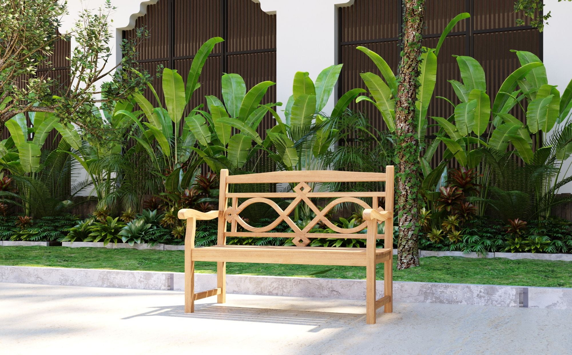 Curated MaisonFurniture Liane 2 Person Teak Outdoor Bench