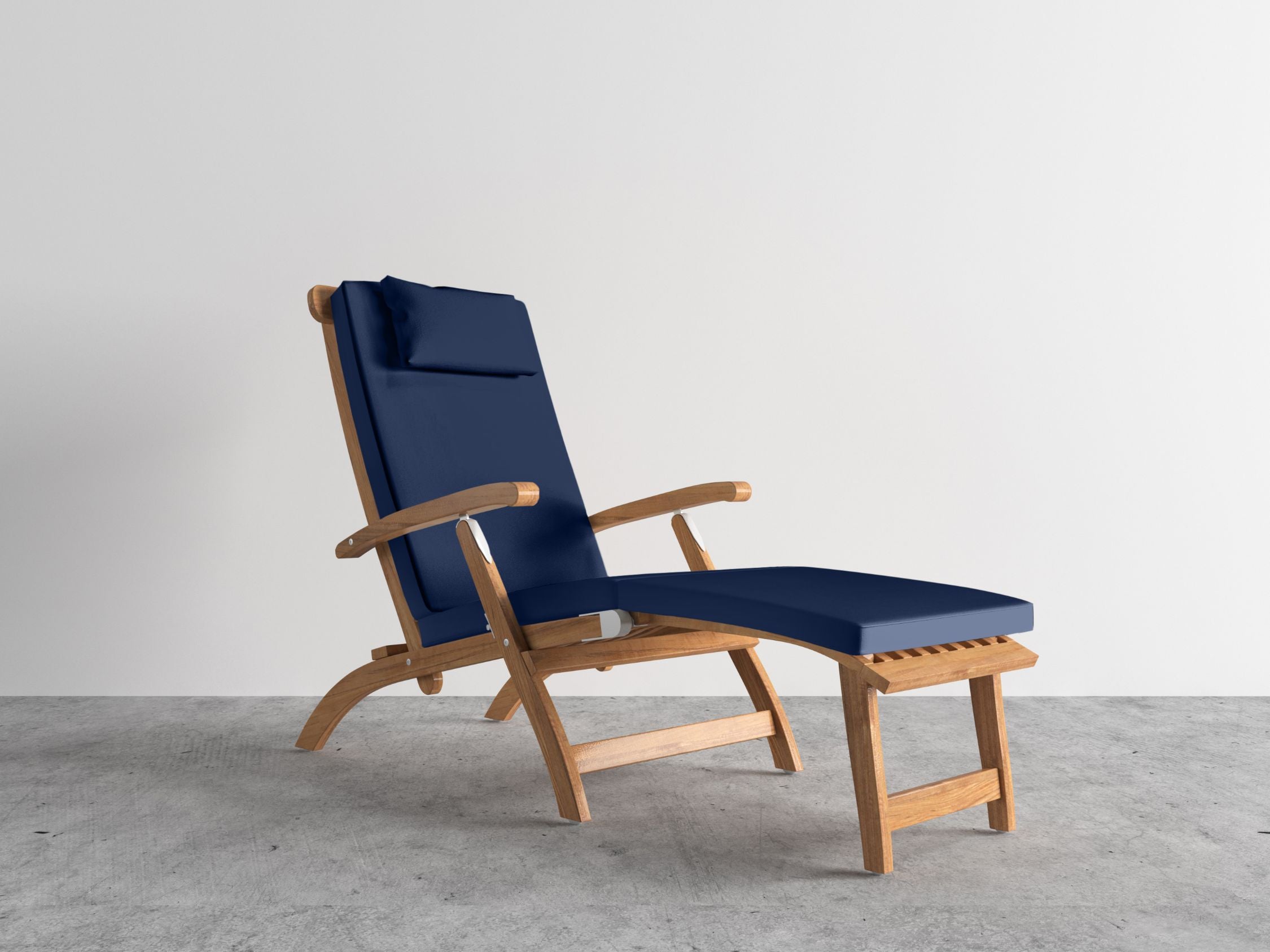 Curated MaisonFurniture Adelle Teak Folding Steamer Outdoor Deck Chair Lounge
