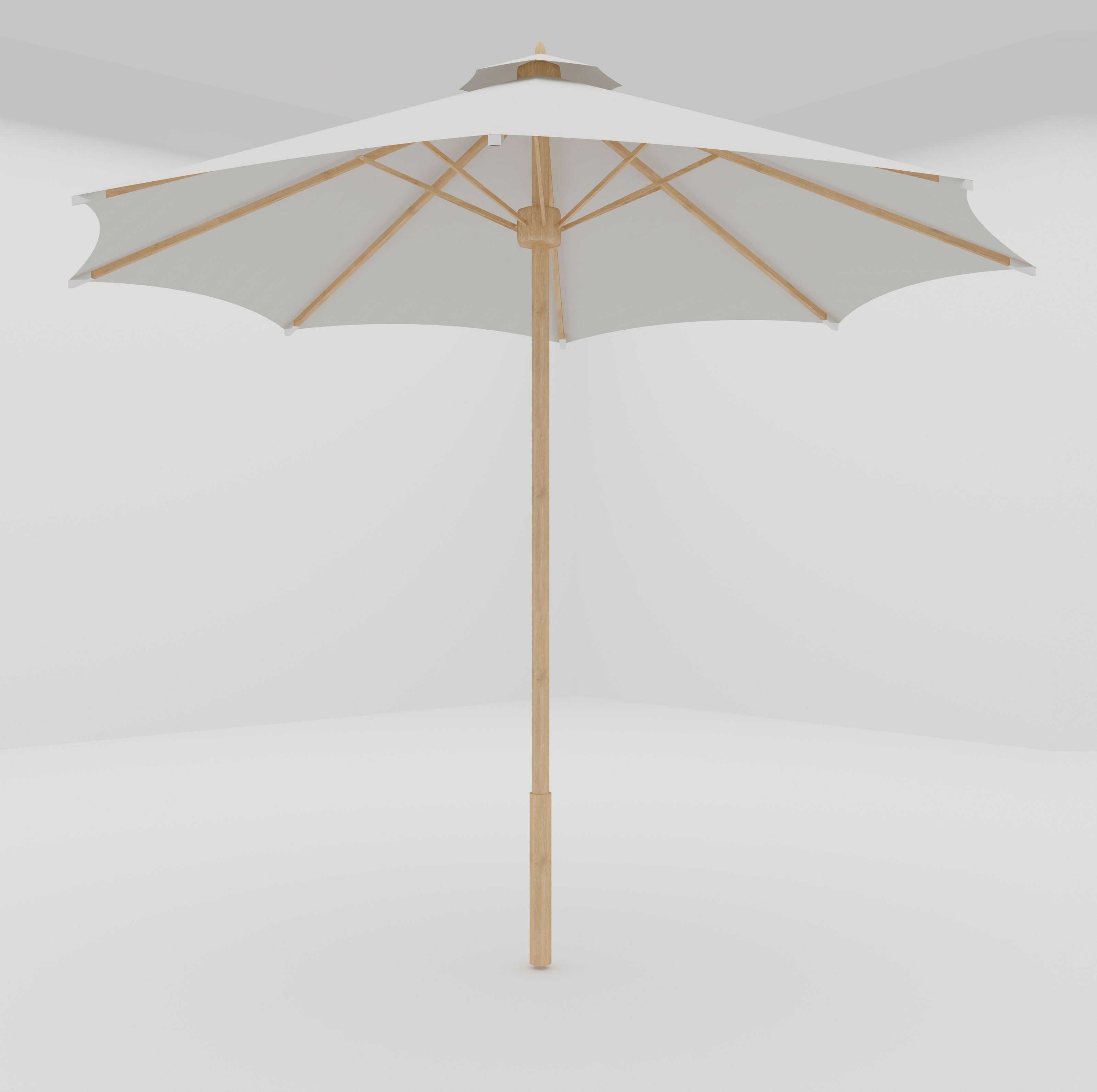 Curated Maison Furniture Marche 118 Diameter Teak Outdoor Umbrella in White