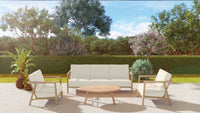 Curated MaisonFurniture Daniele 4-Piece Teak Deep Seating Outdoor Sofa Set with Sunbrella Cushions