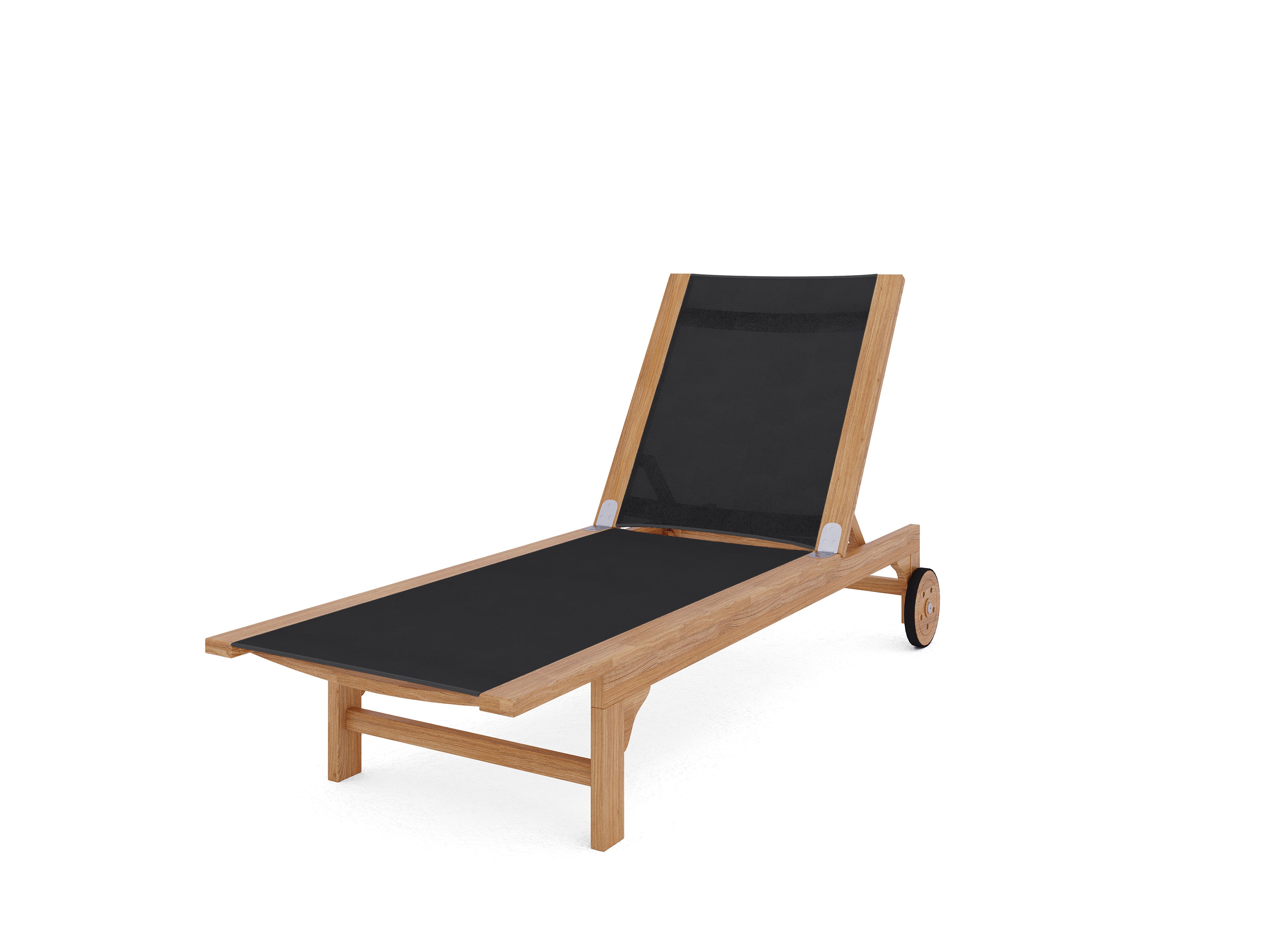 Curated MaisonFurniture Elie Teak Outdoor Reclining Sun Lounger with Wheels