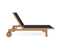 Curated MaisonFurniture Elie Teak Outdoor Reclining Sun Lounger with Wheels