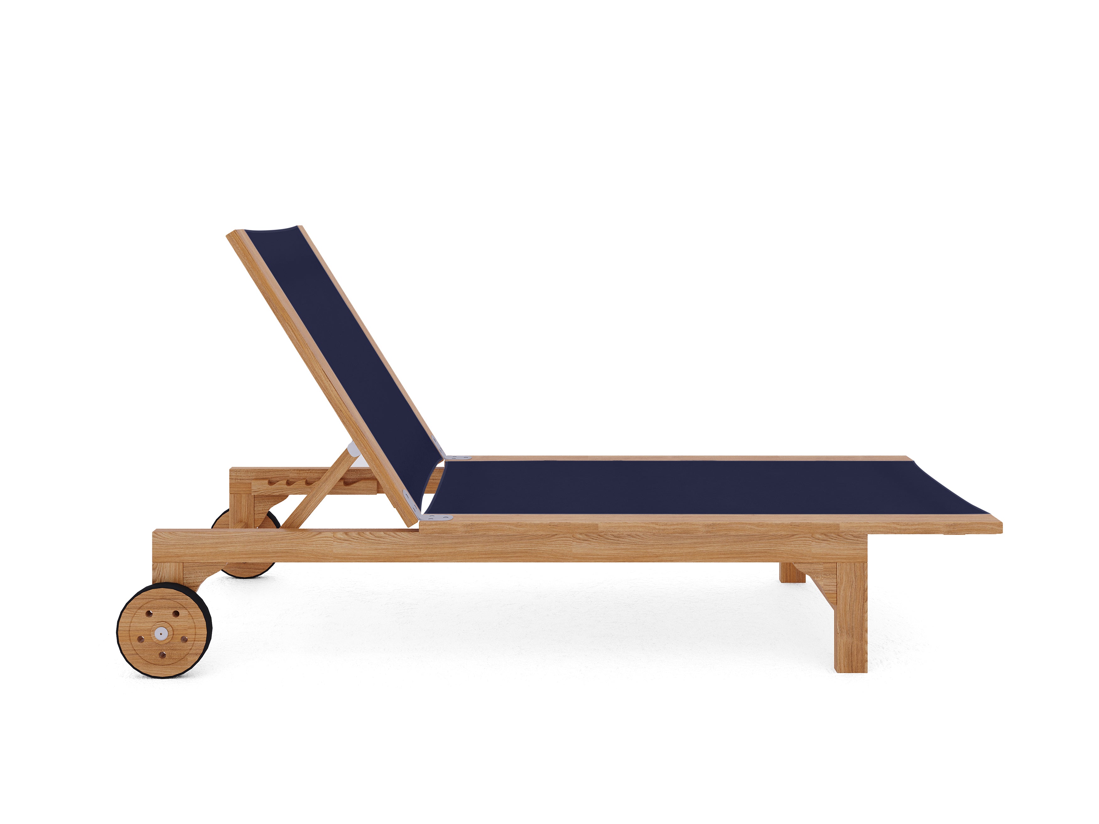 Curated MaisonFurniture Elie Teak Outdoor Reclining Sun Lounger with Wheels