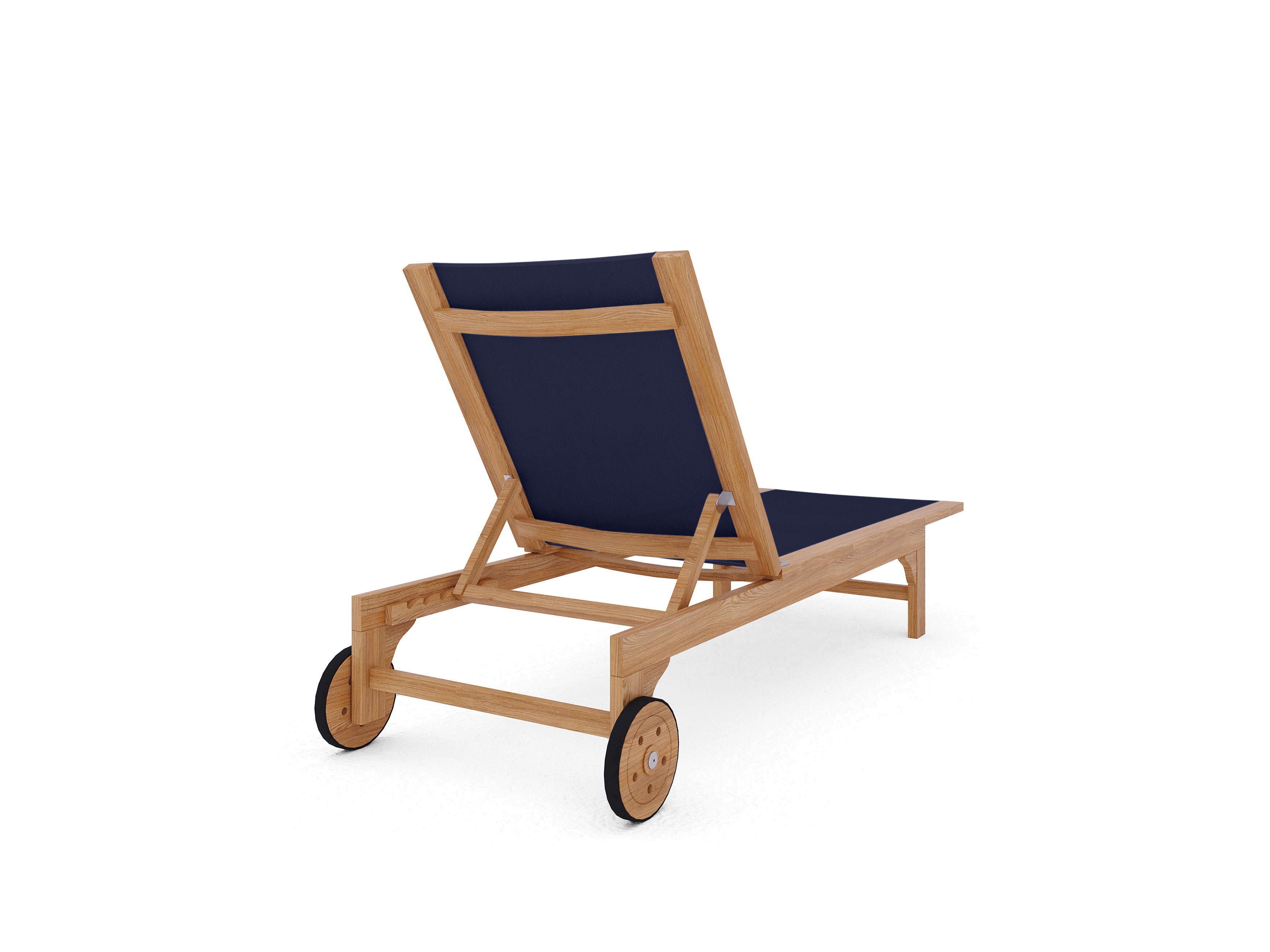Curated MaisonFurniture Elie Teak Outdoor Reclining Sun Lounger with Wheels