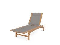 Curated MaisonFurniture Elie Teak Outdoor Reclining Sun Lounger with Wheels