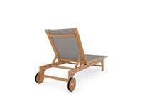 Curated MaisonFurniture Elie Teak Outdoor Reclining Sun Lounger with Wheels