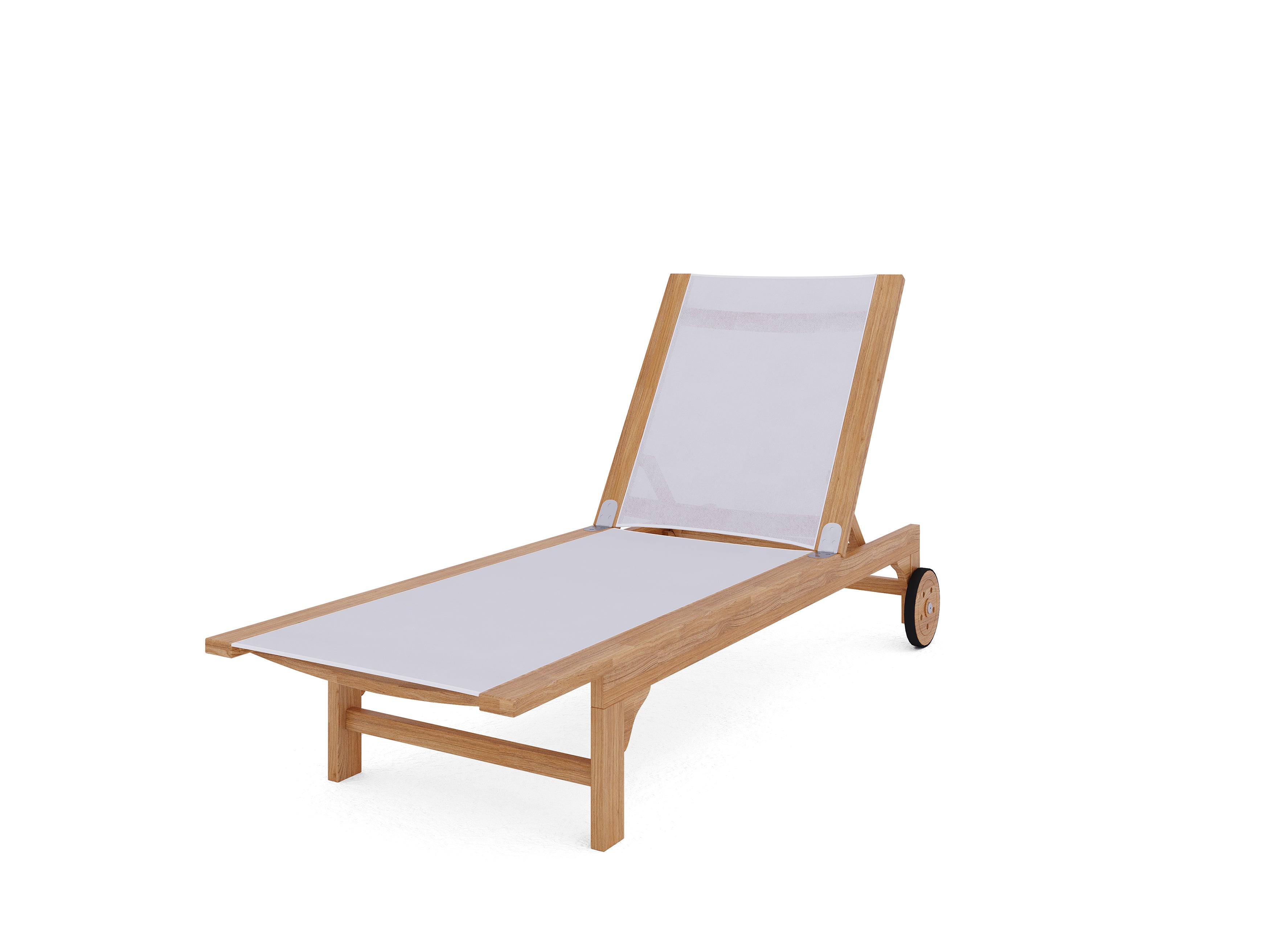 Curated MaisonFurniture Elie Teak Outdoor Reclining Sun Lounger with Wheels
