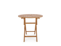 Curated MaisonFurniture Lydie Round Teak Folding Outdoor Dining Table with Umbrella Hole
