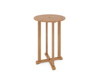 Curated MaisonFurniture Clement Round Teak Bar Height Outdoor Bistro Table with Umbrella Hole