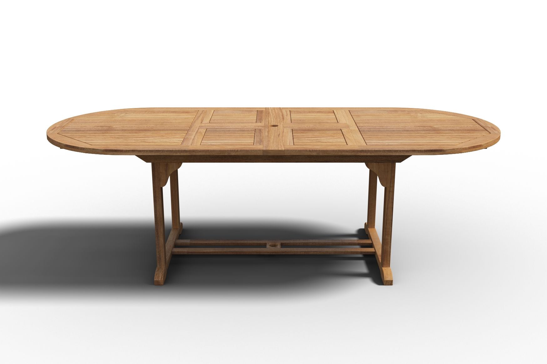 Curated MaisonFurniture Amelie Oval Teak Outdoor Dining Table with Built-In Extension